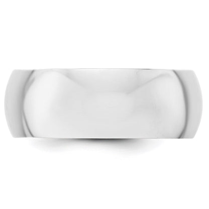 14k Weißgold 8 mm halbrunder Ehering