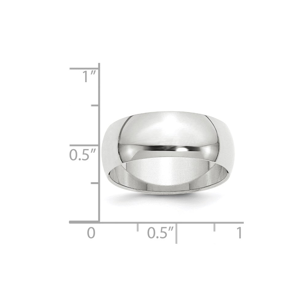10K Weißgold 8 mm halbrunder Ehering