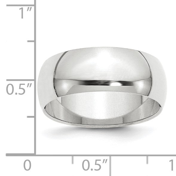 14k Weißgold 8 mm halbrunder Ehering
