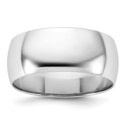 14k Weißgold 8 mm halbrunder Ehering
