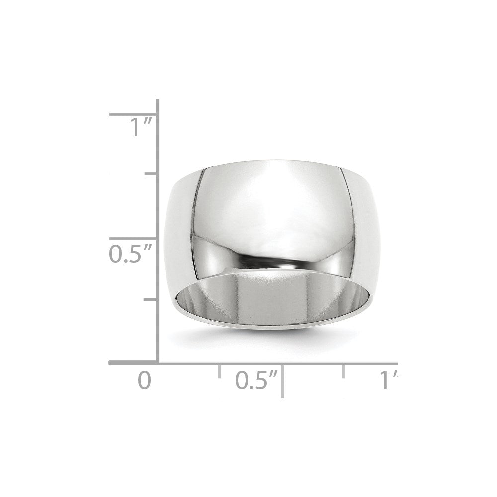 10K Weißgold 12 mm halbrunder Ehering