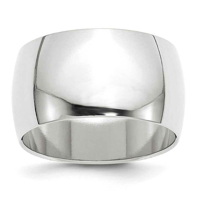 18K Weißgold 12mm Halb-round Ehering Ring