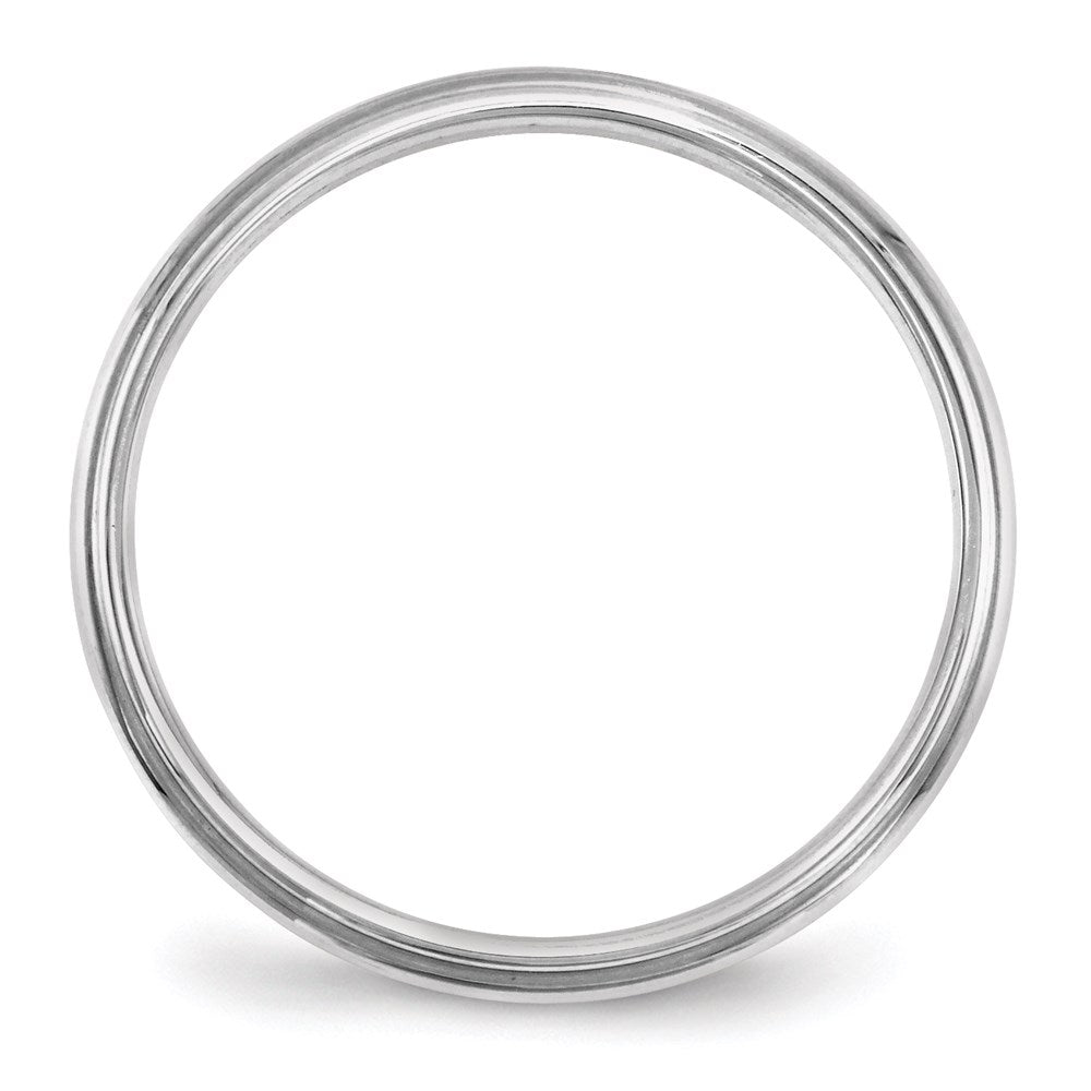 14K Weißgold Ehering, 2,5 mm, halbrund mit Kante