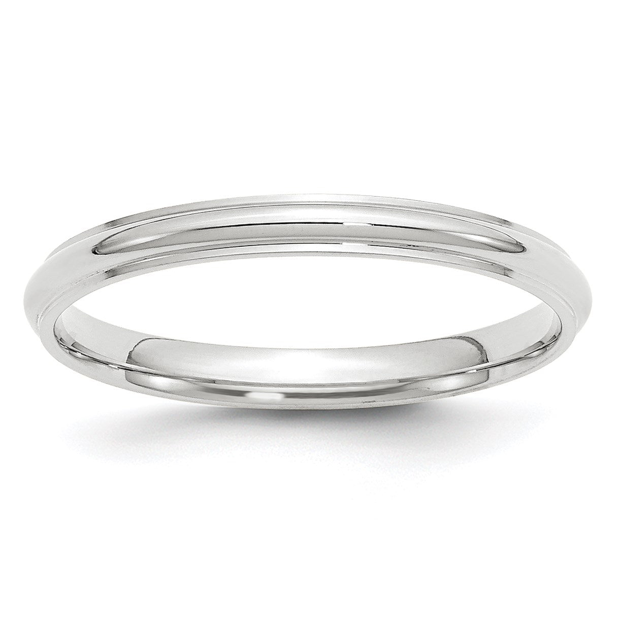 10K Weißgold 2,5 mm halbrunder Ehering mit Kante