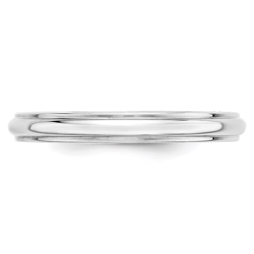 14K Weißgold 3 mm Ehering, halbrund mit Kante