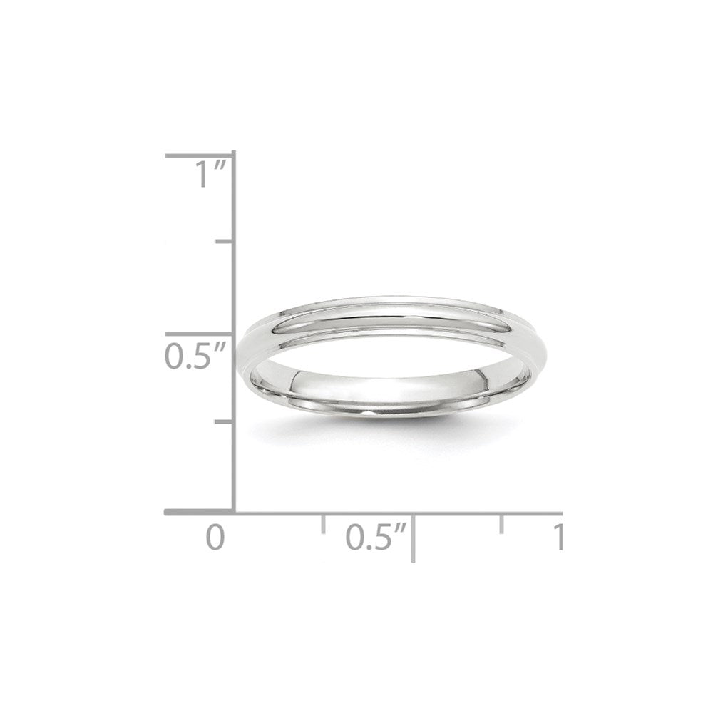 Ehering aus 10K Weißgold, 3 mm, halbrund mit Kante