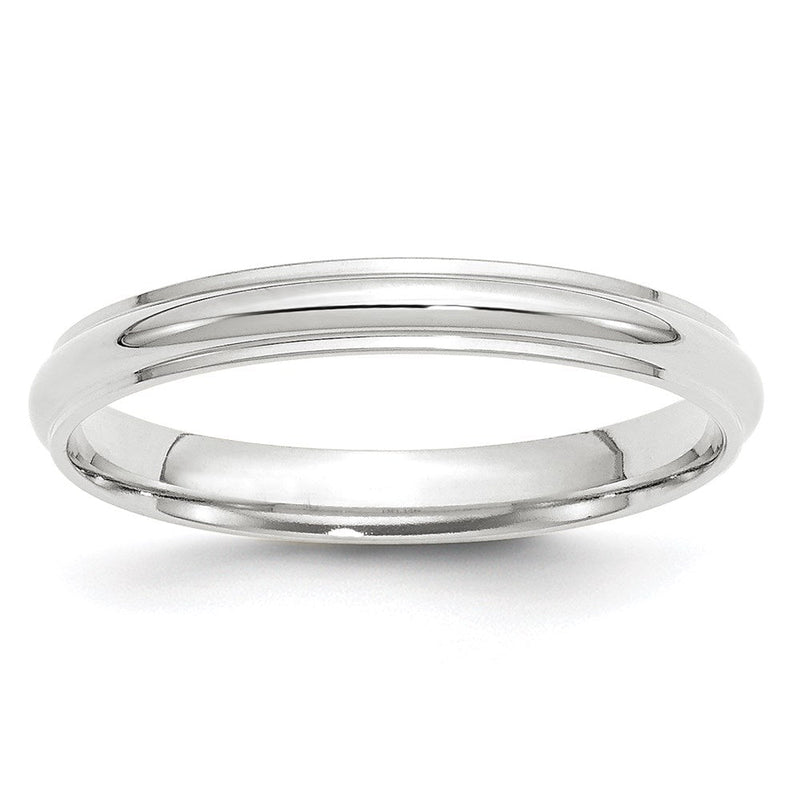 18K Weißgold 3mm Halb Rund mit Kante Ehering Ring