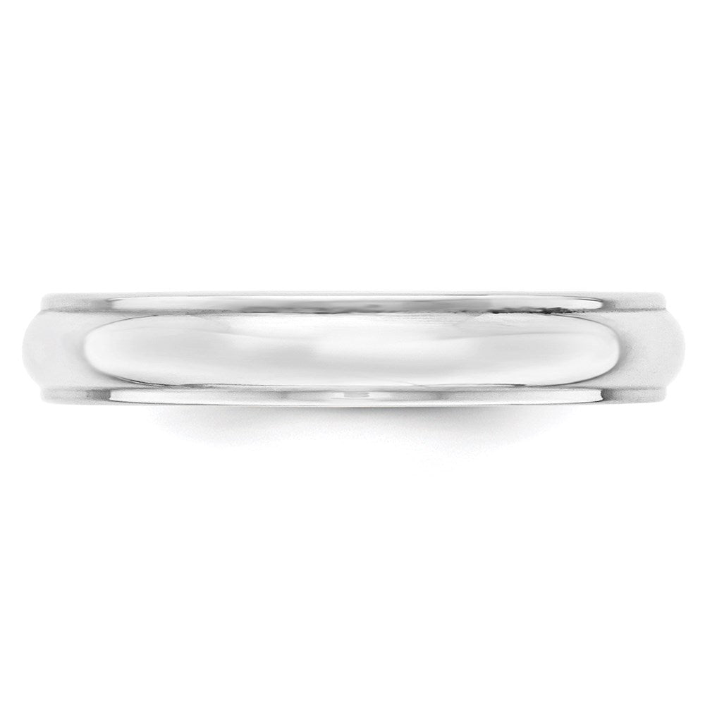 14K Weißgold 4 mm halbrunder Ehering mit Kante