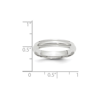 10K Weißgold 4 mm Ehering, halbrund mit abgeschrägter Kante