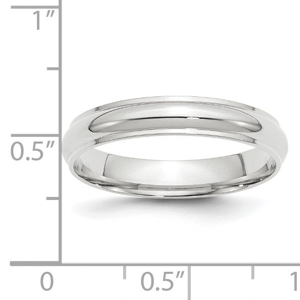10K Weißgold 4 mm Ehering, halbrund mit abgeschrägter Kante