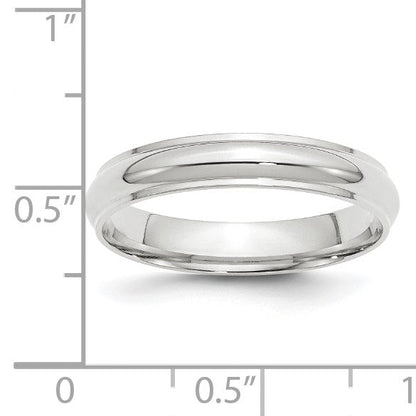 10K Weißgold 4 mm Ehering, halbrund mit abgeschrägter Kante