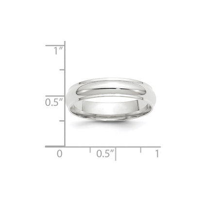 14K Weißgold 5 mm Ehering, halbrund mit abgeschrägter Kante