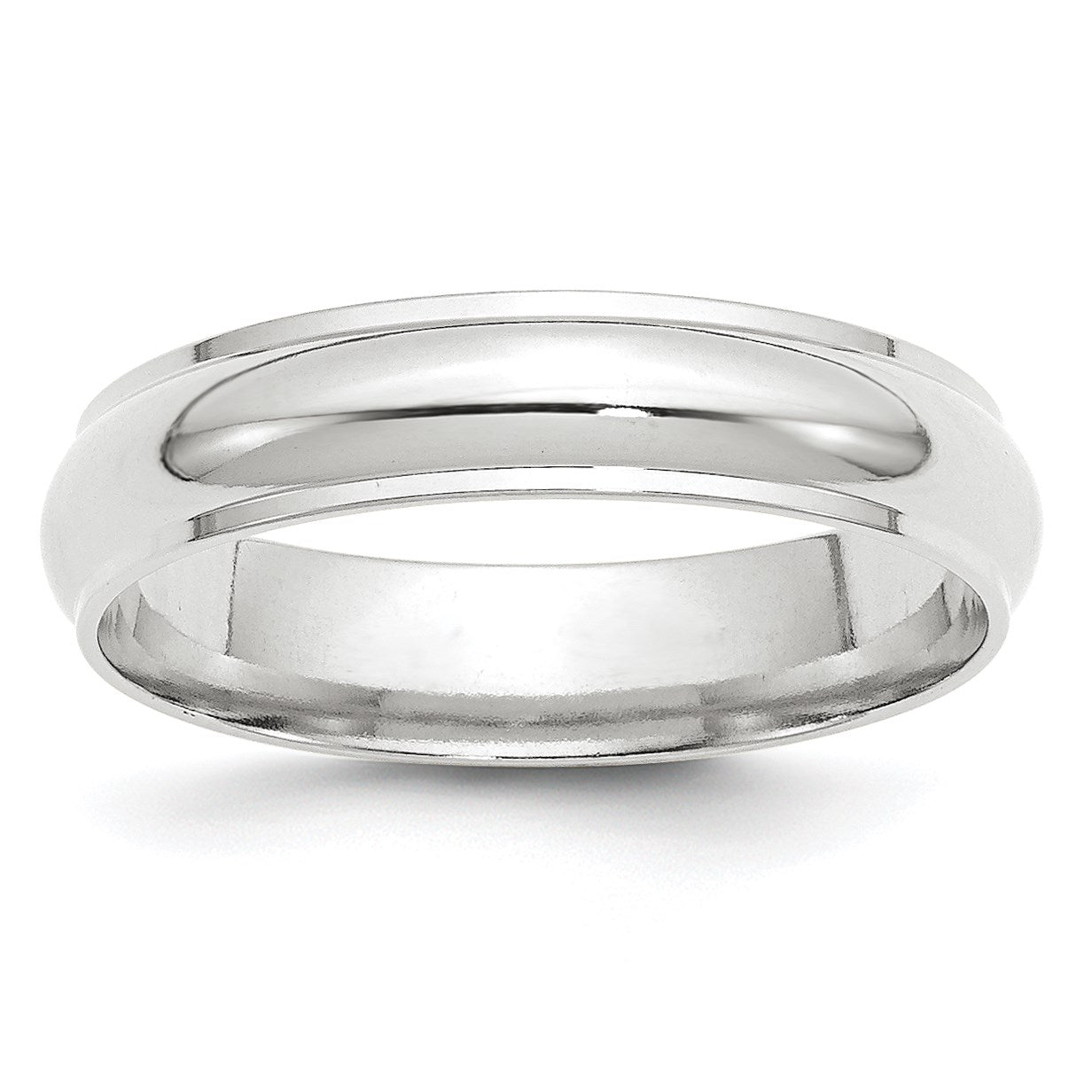 14K Weißgold 5 mm Ehering, halbrund mit abgeschrägter Kante