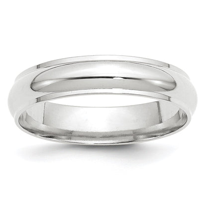 14K Weißgold 5 mm Ehering, halbrund mit abgeschrägter Kante