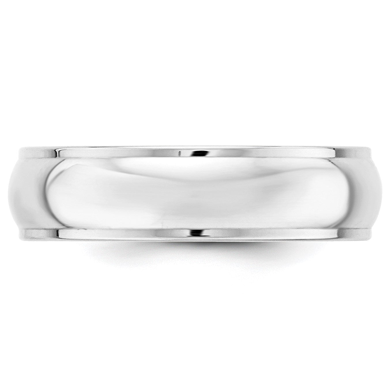 14K Weißgold 6 mm Ehering, halbrund mit Kante