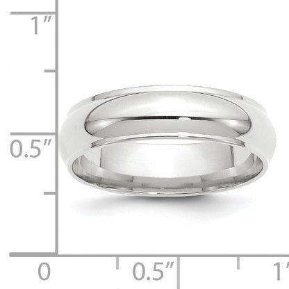 14K Weißgold 6 mm Ehering, halbrund mit Kante