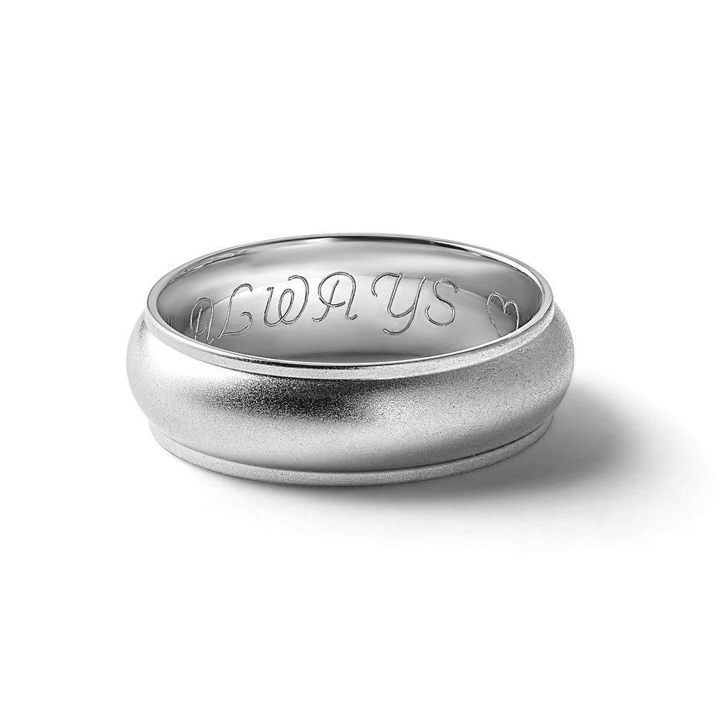 14K Weißgold 6 mm Ehering, halbrund mit Kante