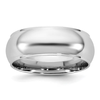10K Weißgold 10Kw 7 mm Halbrund-Ring mit Kante, Größe 4,5