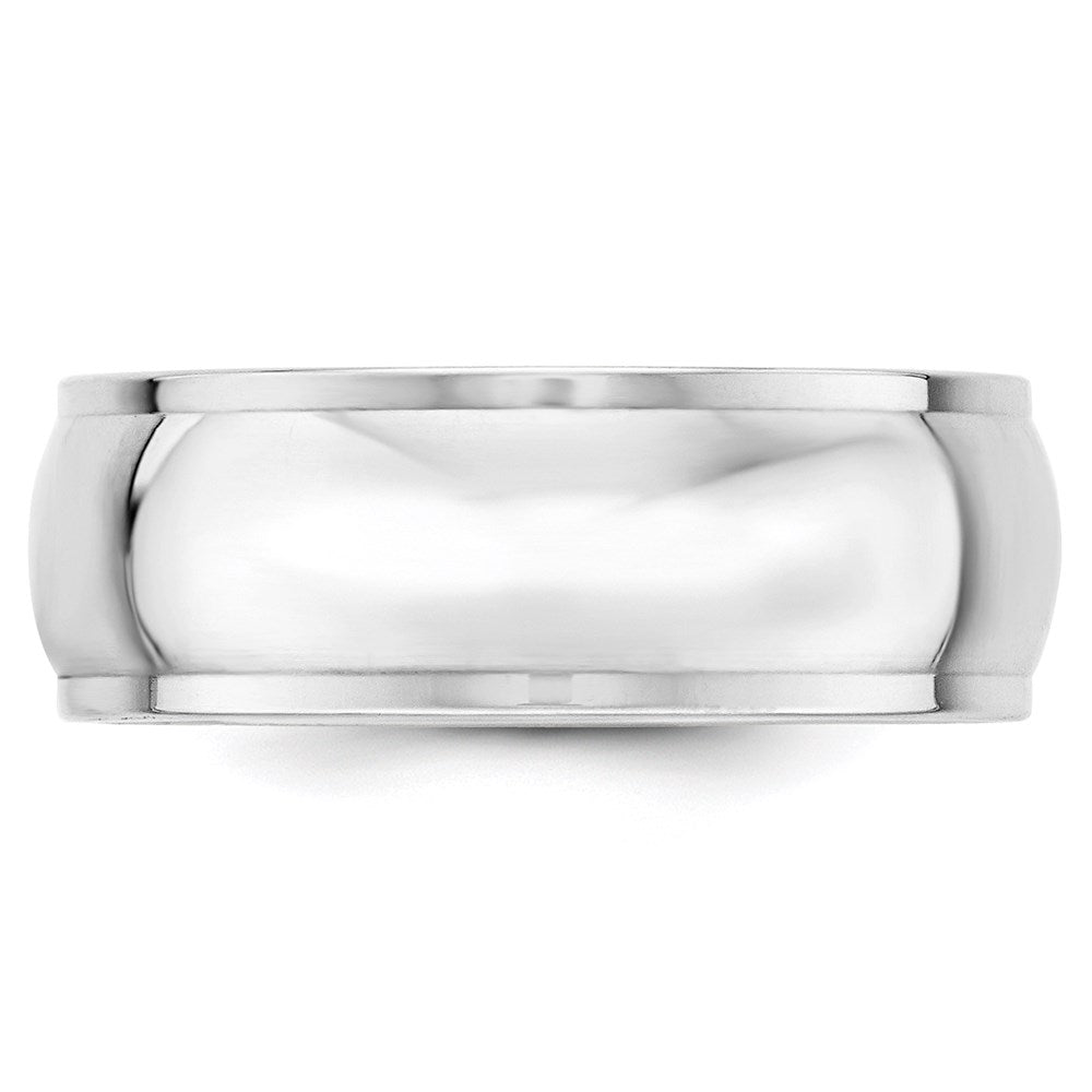 10k Weißgold 8 mm halbrunder Ehering mit Kante