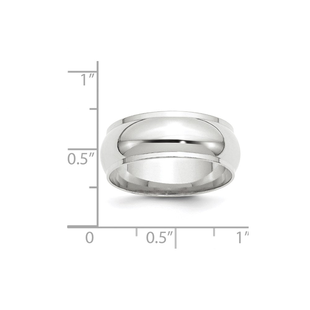10k Weißgold 8 mm halbrunder Ehering mit Kante