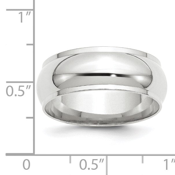 10k Weißgold 8 mm halbrunder Ehering mit Kante