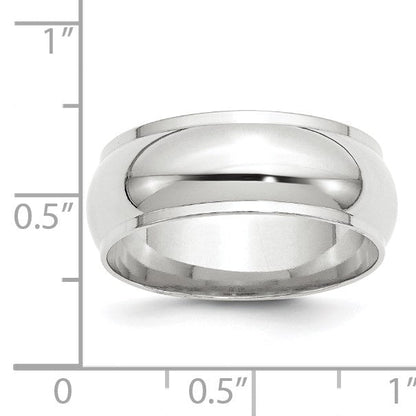 10k Weißgold 8 mm halbrunder Ehering mit Kante