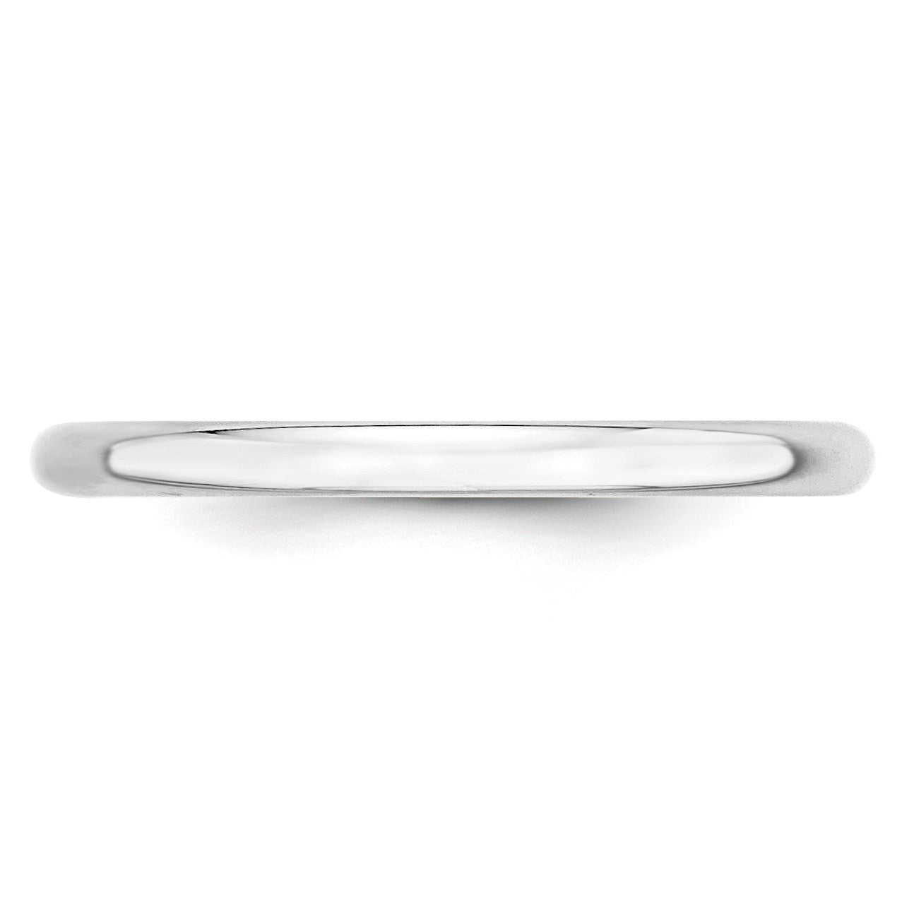 14K Weißgold 2 mm leichter halbrunder Ehering