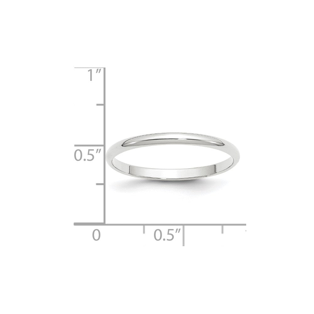 10K Weißgold 2 mm leichter halbrunder Ehering