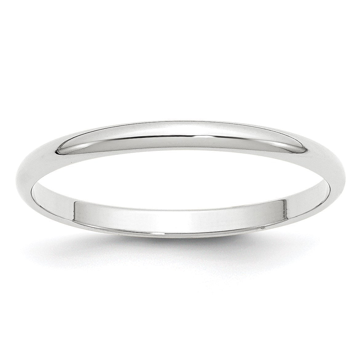 14K Weißgold 2 mm leichter halbrunder Ehering