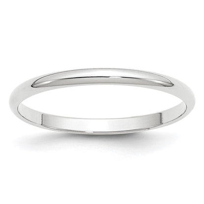 14K Weißgold 2 mm leichter halbrunder Ehering