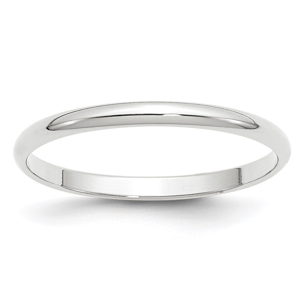 14K Weißgold 2 mm leichter halbrunder Ehering