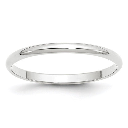 14K Weißgold 2 mm leichter halbrunder Ehering