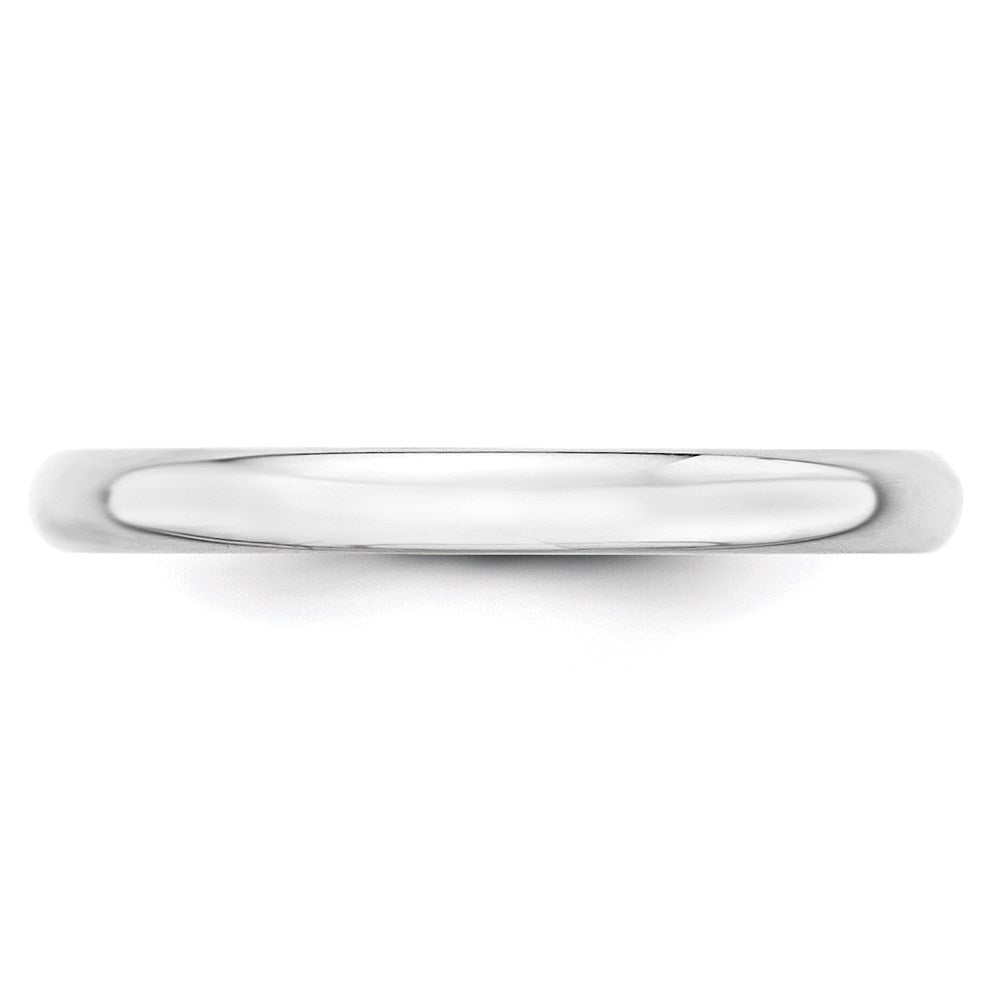 14K Weißgold Ehering, leicht, 2,5 mm, halbrund