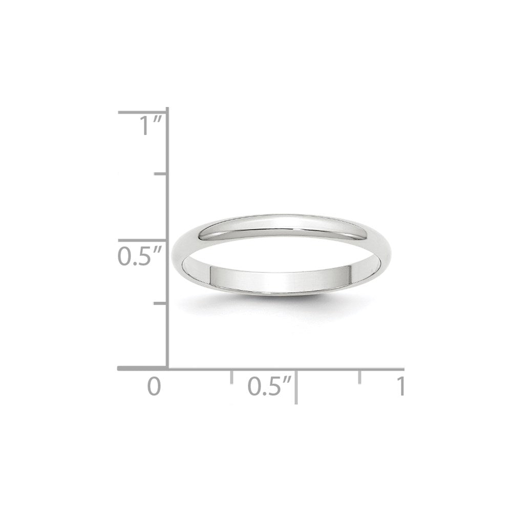 10K Weißgold 2,5 mm leichter halbrunder Ehering