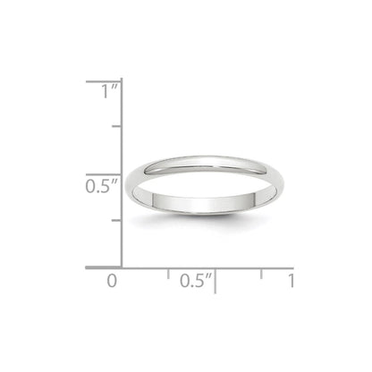 10K Weißgold 2,5 mm leichter halbrunder Ehering