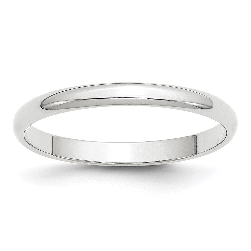 14K Weißgold Ehering, leicht, 2,5 mm, halbrund