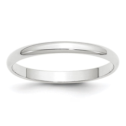 14K Weißgold Ehering, leicht, 2,5 mm, halbrund
