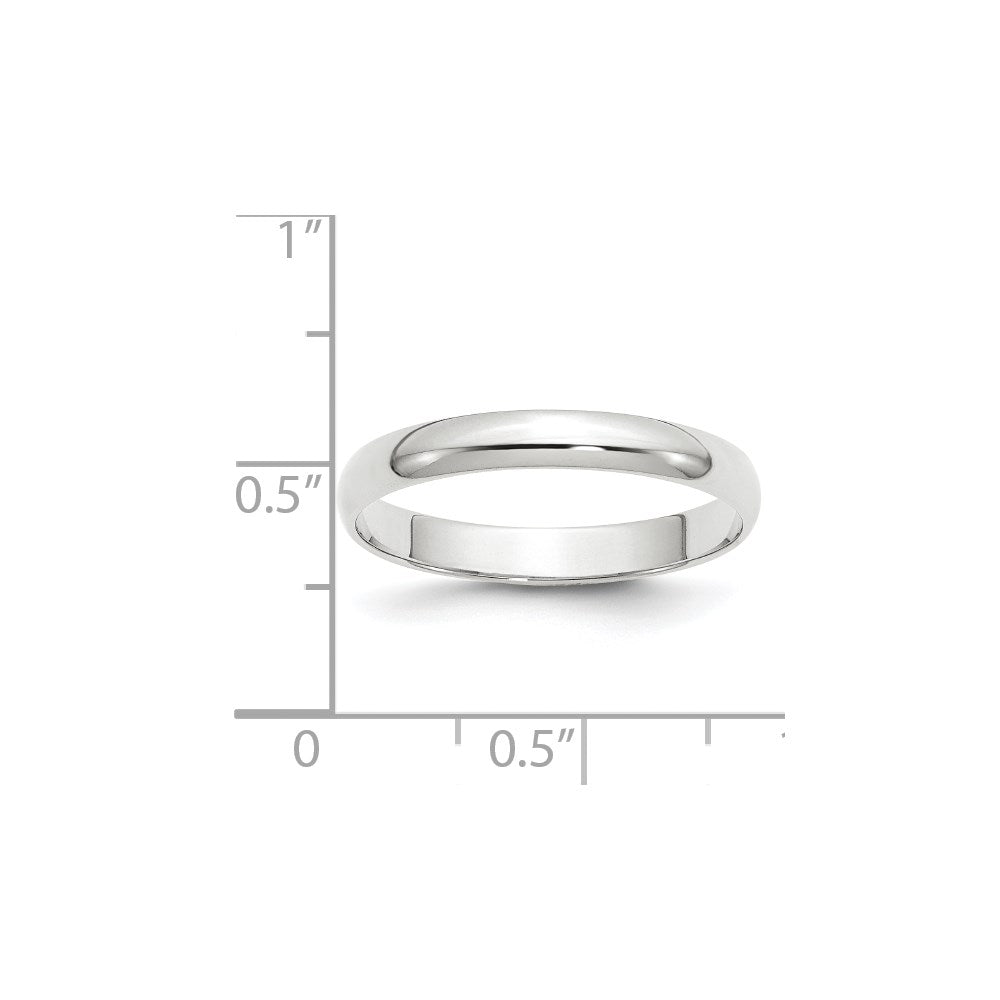 14K Weißgold 3 mm leichter halbrunder Ehering
