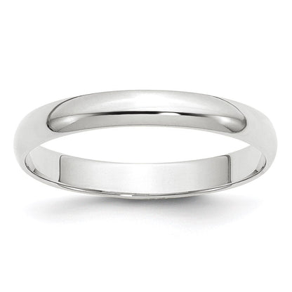 14K Weißgold 3 mm leichter halbrunder Ehering