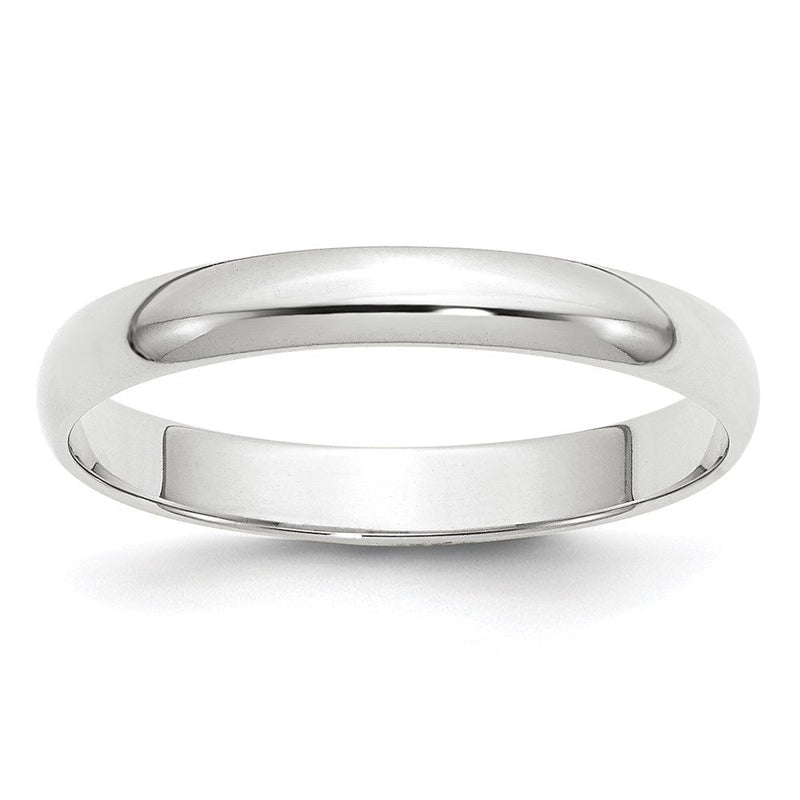18K Weißgold 3mm Leicht Halb Rund Ehering Ring