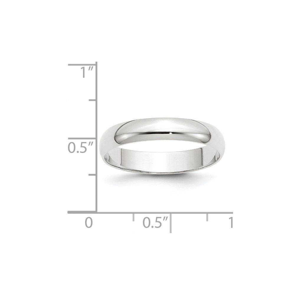14k Weißgold 4 mm leichter Ehering, halbrund