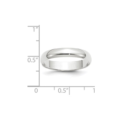 14k Weißgold 4 mm leichter Ehering, halbrund