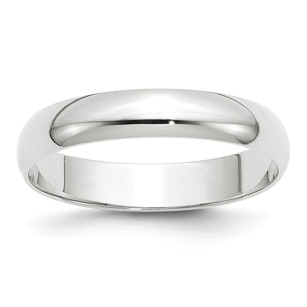 14k Weißgold 4 mm leichter Ehering, halbrund