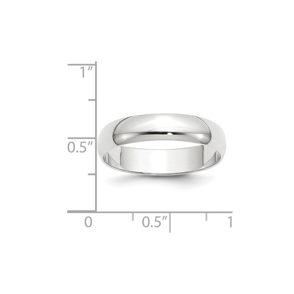 14K Weißgold 5 mm leichter Halbrund-Ehering
