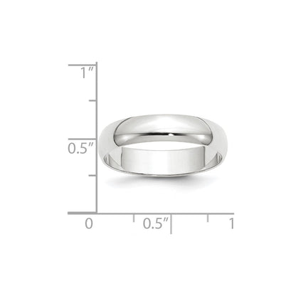 10K Weißgold 5 mm leichter halbrunder Ehering