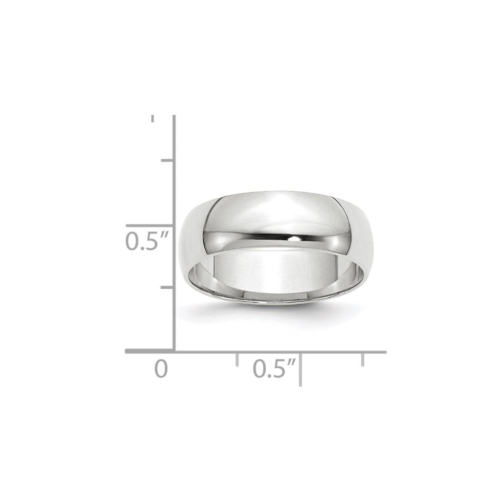 14K Weißgold 6mm leichter Halbrund-Ehering