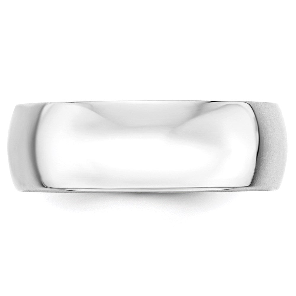 14K Weißgold 7mm leichter Ehering mit halbrunder Wölbung