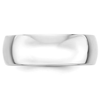 14K Weißgold 7mm leichter Ehering mit halbrunder Wölbung