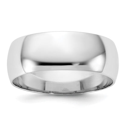 14K Weißgold 7mm leichter Ehering mit halbrunder Wölbung