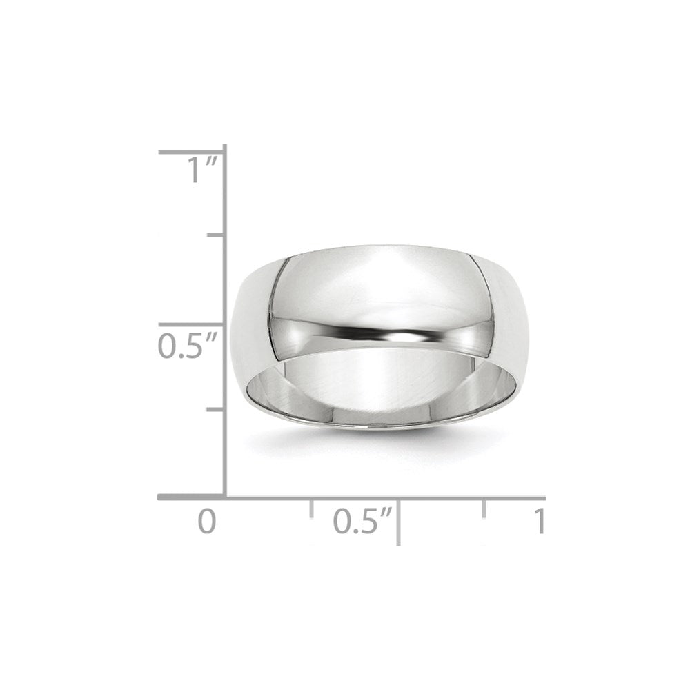 10K Weißgold 8 mm leichter halbrunder Ehering